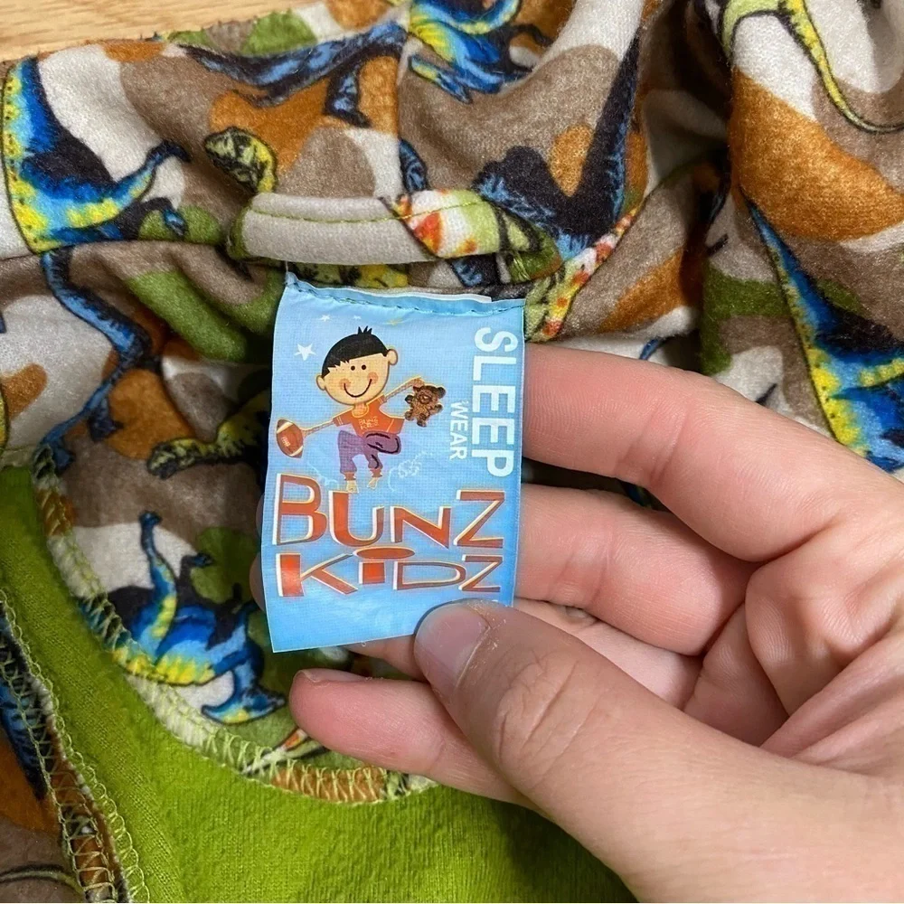 Bunz Kids Fleece Bath Robe Dinosaur Print 2T Boys Toddler Green